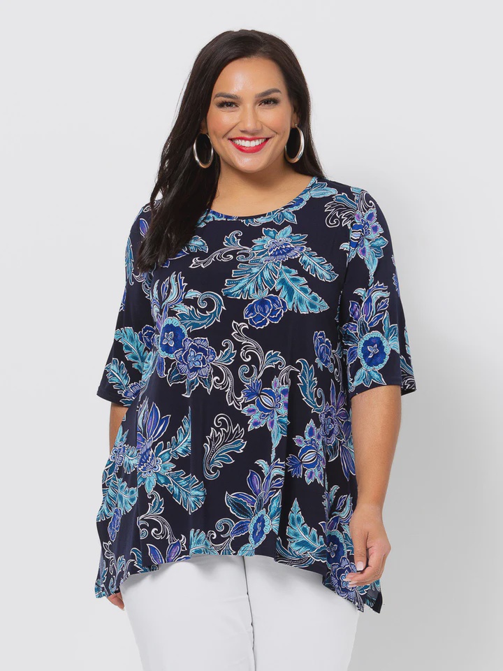 Swish Midnight Palm Top - Plus-Size Women's Fashion